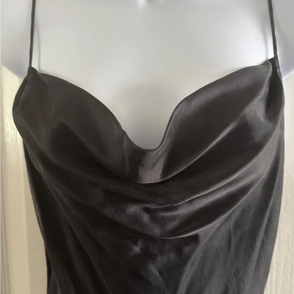 Y2K Victoria’s Secret Silk Black Draped Bias Cut Vintage Mini Gown Slip Dress M